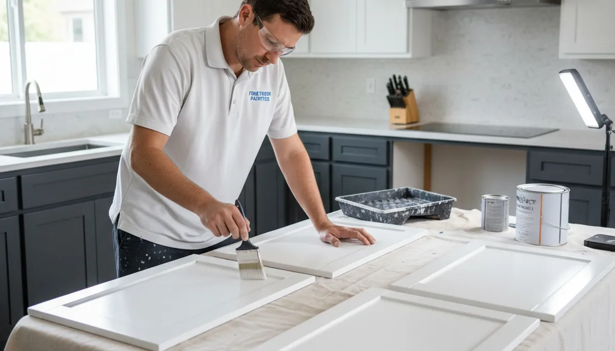 Professional kitchen cabinet painting and refinishing in Houston, TX by expert house painters