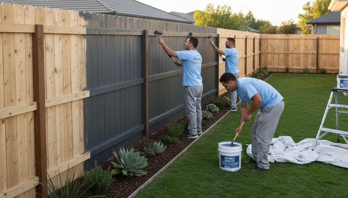 Professional fence painting in Houston TX by expert house painters for lasting curb appeal