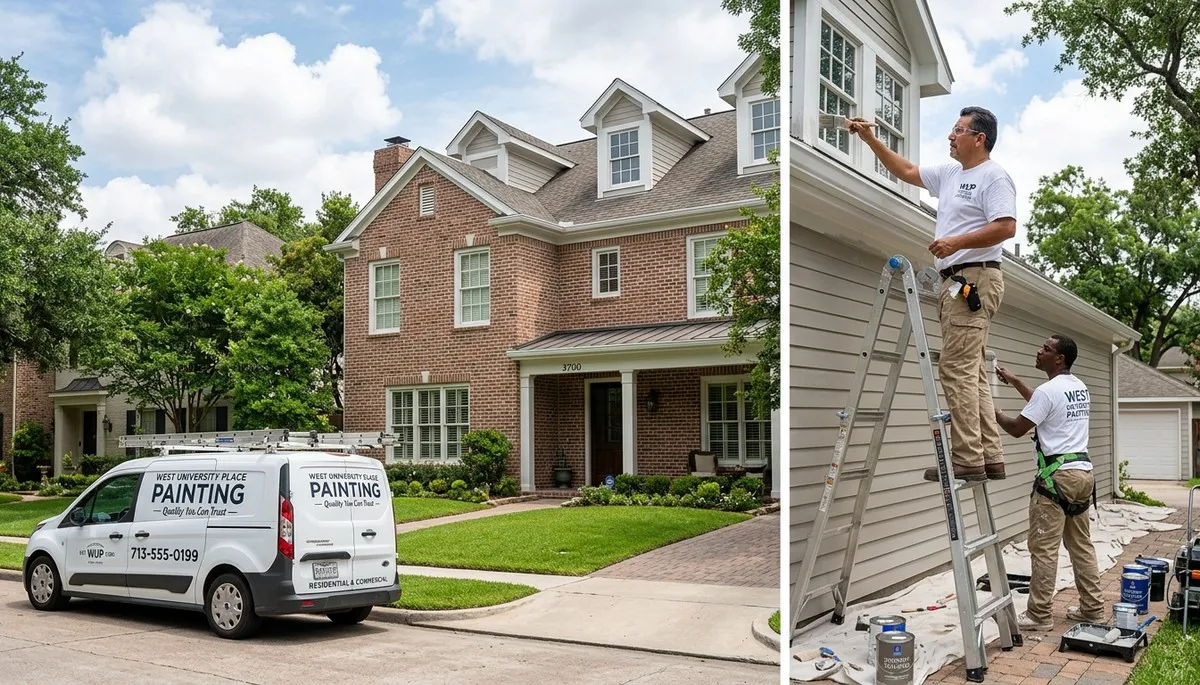 Professional house painting service on residential home exterior in Houston, TX