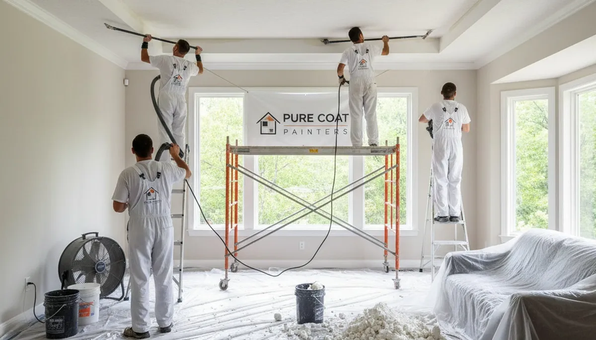 Professional popcorn ceiling removal and refinishing in Houston, TX home interior
